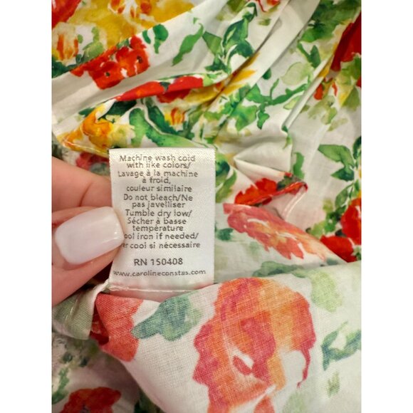 Caroline Constas Malta shirred tiered White floral-print Dress NWT - Size S - Picture 8 of 13